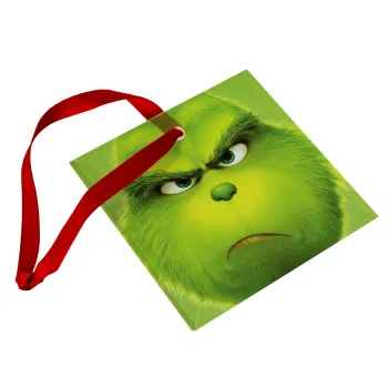 mr grinch, Christmas ornament, glass square ornament 9x9cm