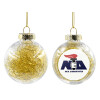 Transparent Christmas tree ball ornament with gold filling 8cm