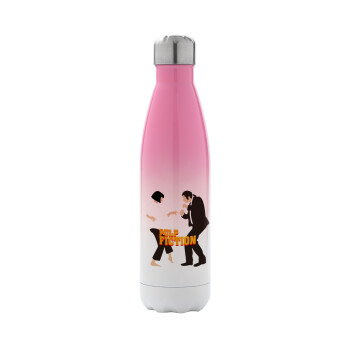 Pulp Fiction dancing, Metal mug thermos Pink/White (Stainless steel), double wall, 500ml