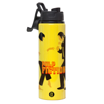 Pulp Fiction dancing, Metallic water bottle with safety lid, 850ml aluminum