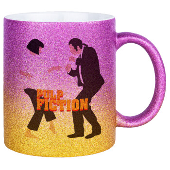 Pulp Fiction dancing, Κούπα Χρυσή/Ροζ Glitter, κεραμική, 330ml