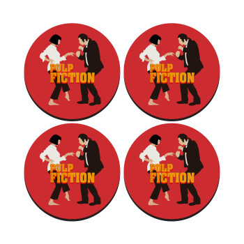 Pulp Fiction dancing, SET of 4 round wooden coasters (9cm)
