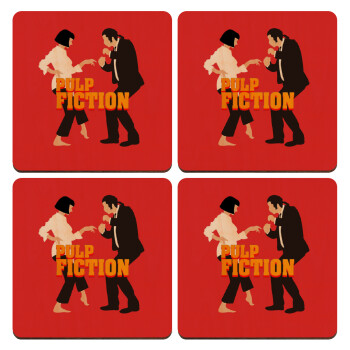 Pulp Fiction dancing, ΣΕΤ x4 Σουβέρ ξύλινα τετράγωνα plywood (9cm)
