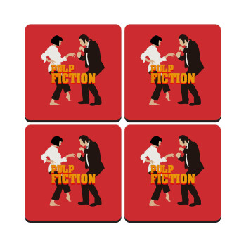 Pulp Fiction dancing, ΣΕΤ 4 Σουβέρ ξύλινα τετράγωνα (9cm)