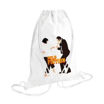 Pulp Fiction dancing, Τσάντα πλάτης πουγκί GYMBAG λευκή (28x40cm)