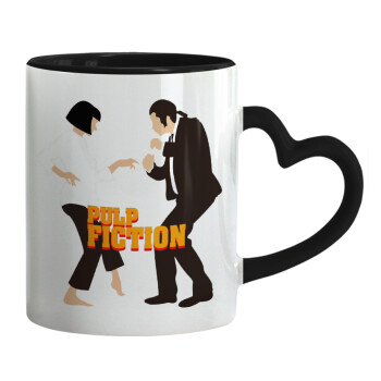 Pulp Fiction dancing, Mug heart black handle, ceramic, 330ml