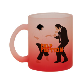 Pulp Fiction dancing, Κούπα γυάλινη δίχρωμη με βάση το κόκκινο ματ, 330ml