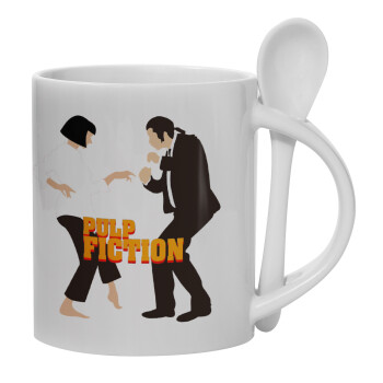 Pulp Fiction dancing, Ceramic coffee mug with Spoon, 330ml (1pcs)