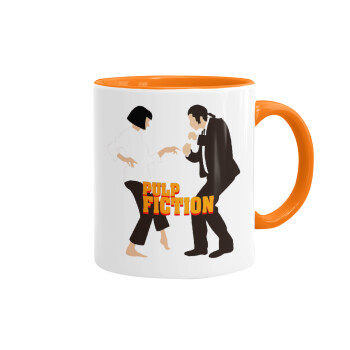 Pulp Fiction dancing, Mug colored orange, ceramic, 330ml