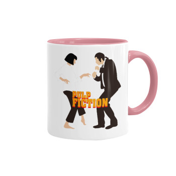 Pulp Fiction dancing, Mug colored pink, ceramic, 330ml