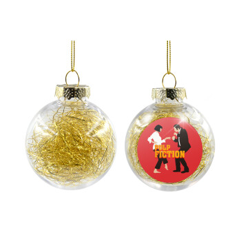 Pulp Fiction dancing, Χριστουγεννιάτικη μπάλα δένδρου διάφανη με χρυσό γέμισμα 8cm