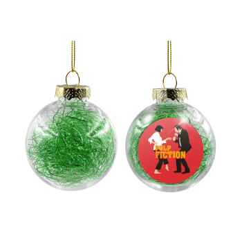 Pulp Fiction dancing, Χριστουγεννιάτικη μπάλα δένδρου διάφανη με πράσινο γέμισμα 8cm