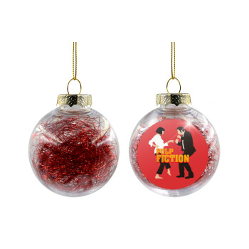 Pulp Fiction dancing, Χριστουγεννιάτικη μπάλα δένδρου διάφανη με κόκκινο γέμισμα 8cm