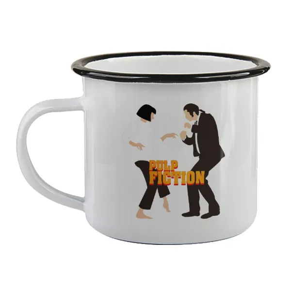 Pulp Fiction dancing — Enamel mug with black rim, 360ml