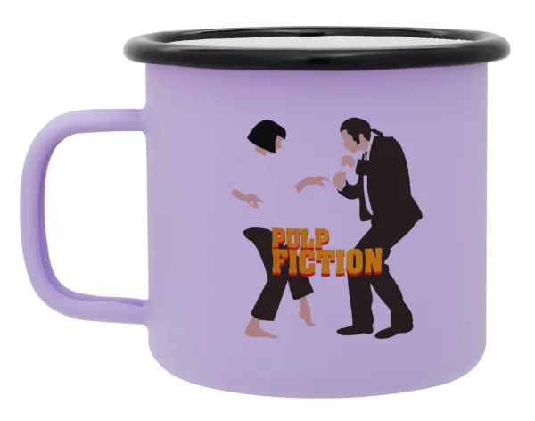 Pulp Fiction dancing — Metal enamel mug, matte light pastel purple, 360ml