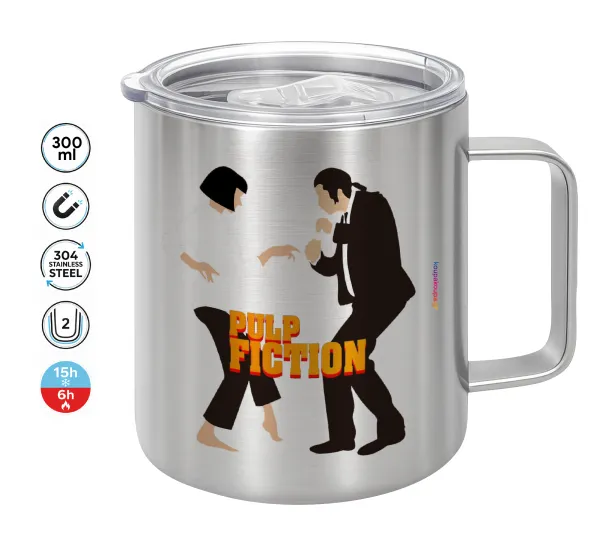 Pulp Fiction dancing — Double-walled stainless steel mug 300ml with temperature-retaining lid