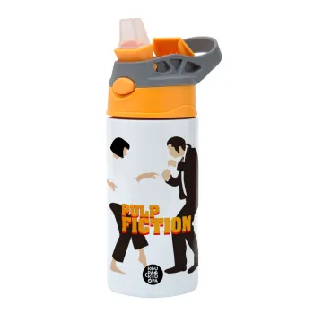 Pulp Fiction dancing, Παιδικό παγούρι θερμό, ανοξείδωτο, με καλαμάκι ασφαλείας, Πορτοκαλί/Γκρι (360ml) BPA-FREE