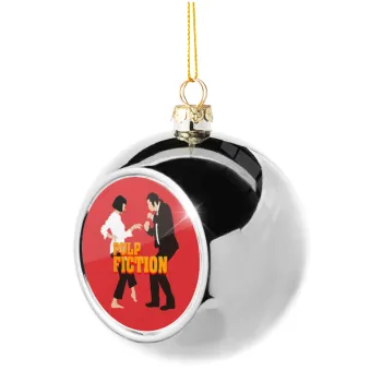 Pulp Fiction dancing, Silver 8cm Christmas tree ball ornament