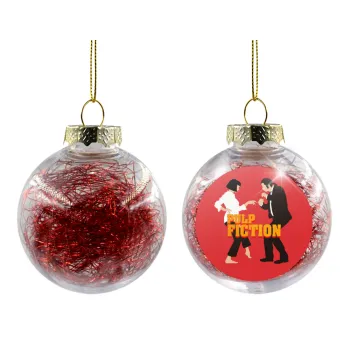Pulp Fiction dancing, Transparent Christmas tree ball ornament with red filling 8cm