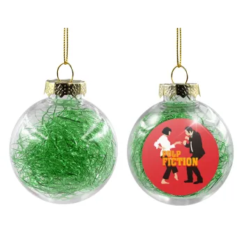 Pulp Fiction dancing, Transparent Christmas tree ball ornament with green filling 8cm