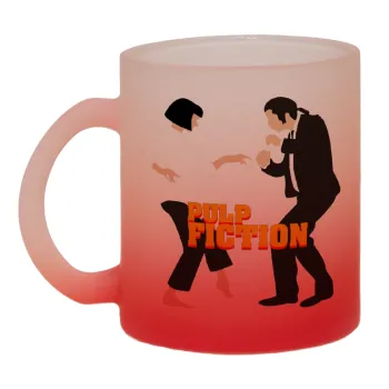 Pulp Fiction dancing, Κούπα γυάλινη δίχρωμη με βάση το κόκκινο ματ, 330ml