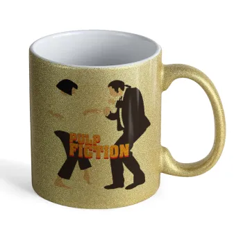 Pulp Fiction dancing, Κούπα Χρυσή Glitter που γυαλίζει, κεραμική, 330ml