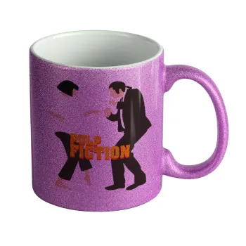 Pulp Fiction dancing, Κούπα Μωβ Glitter που γυαλίζει, κεραμική, 330ml