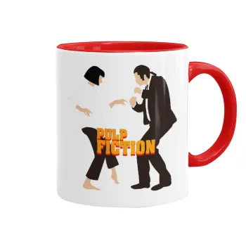 Pulp Fiction dancing, Κούπα χρωματιστή κόκκινη, κεραμική, 330ml