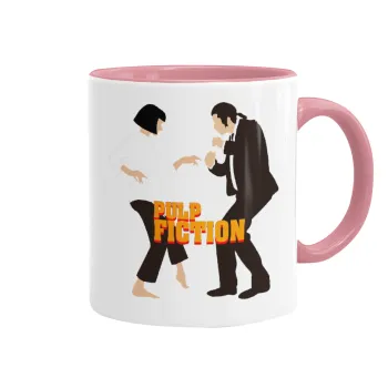 Pulp Fiction dancing, Mug colored pink, ceramic, 330ml