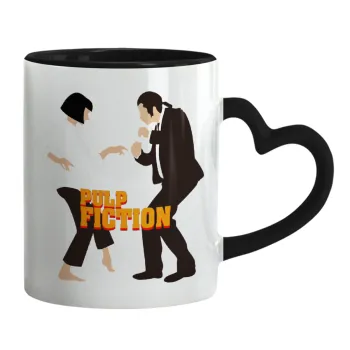 Pulp Fiction dancing, Κούπα καρδιά χερούλι μαύρη, κεραμική, 330ml