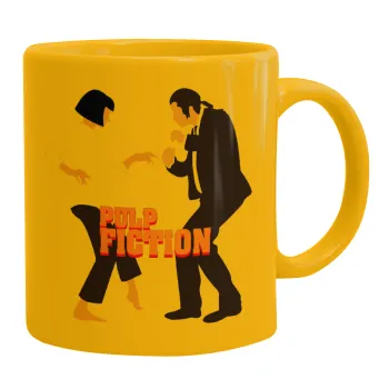 Pulp Fiction dancing, Ceramic coffee mug yellow, 330ml