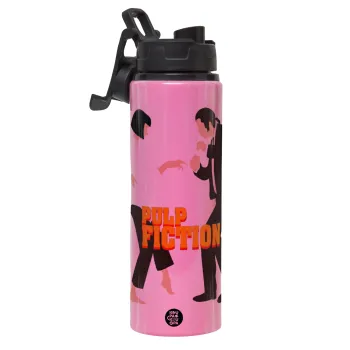 Pulp Fiction dancing, Metallic water bottle with safety lid, 850ml aluminum