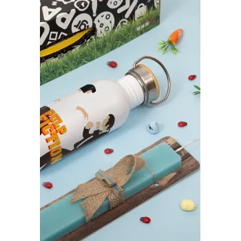 Pulp Fiction dancing, Πασχαλινή Λαμπάδα με παγούρι μεταλλικό (620ml, stainless steel) & κερί αρωματικό πλακέ (30cm) (ΤΙΡΚΟΥΑΖ)