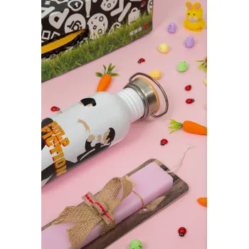 Pulp Fiction dancing, Πασχαλινή Λαμπάδα με παγούρι μεταλλικό (620ml, stainless steel) & κερί αρωματικό πλακέ (30cm) (ΡΟΖ)