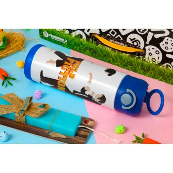 Pulp Fiction dancing, Easter candle, Childrens hot water bottle, stainless steel, with safety straw, BLUE (500ml)