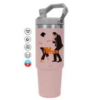 Pulp Fiction dancing, Pink color, 890ml (30oz) stainless Steel Tumbler with Handle