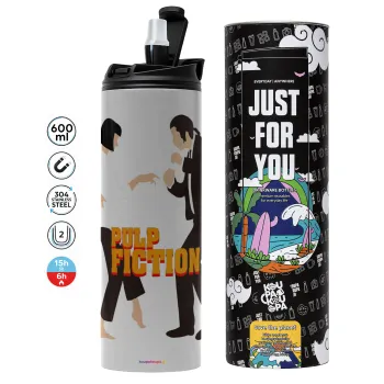 Pulp Fiction dancing, Tumbler stainless steel GREY 600ml