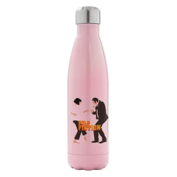 Pulp Fiction dancing, Μεταλλικό παγούρι θερμός Ροζ Ιριδίζον (Stainless steel), διπλού τοιχώματος, 500ml