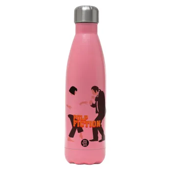 Pulp Fiction dancing, Metal mug thermos Pink Mat (Stainless steel), double wall, 500ml