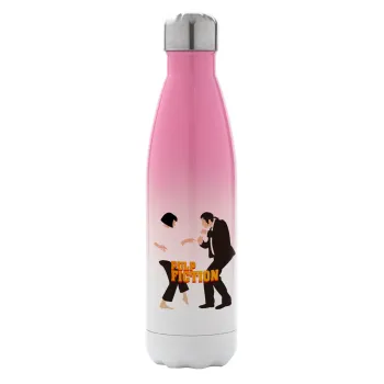 Pulp Fiction dancing, Metal mug thermos Pink/White (Stainless steel), double wall, 500ml