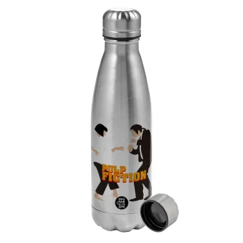 Pulp Fiction dancing, Metallic water bottle, stainless steel, 750ml