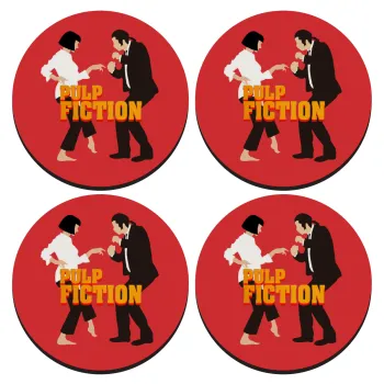 Pulp Fiction dancing, ΣΕΤ 4 Σουβέρ ξύλινα στρογγυλά (9cm)