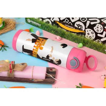 Pulp Fiction dancing, Easter candle, Childrens hot water bottle, stainless steel, with safety straw, PINK (500ml)