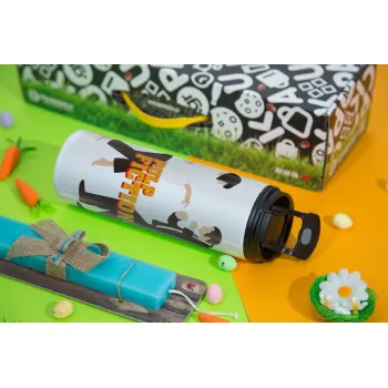 Pulp Fiction dancing, Πασχαλινή Λαμπάδα με Travel Tumbler θερμό με διπλό καπάκι (600ml, BPA free) & κερί αρωματικό πλακέ (30cm) (ΤΙΡΚΟΥΑΖ)