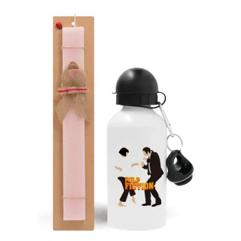 Pulp Fiction dancing, Easter Set, metallic aluminum bottle (500ml) & aromatic flat Easter candle (30cm) (PINK)