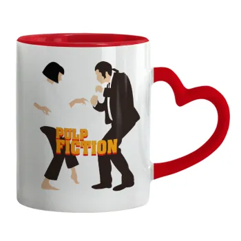 Pulp Fiction dancing, Κούπα καρδιά χερούλι κόκκινη, κεραμική, 330ml