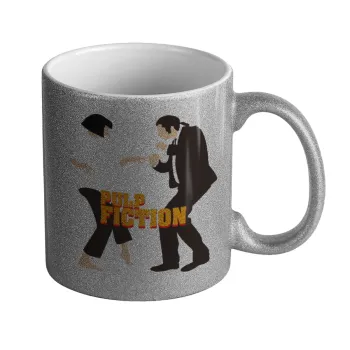 Pulp Fiction dancing, Κούπα Ασημένια Glitter που γυαλίζει, κεραμική, 330ml