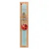 Easter Set, wooden keychain & aromatic flat Easter candle (30cm) (TURQUOISE)