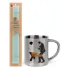 Easter Set, metallic thermal cup (300ml) & aromatic flat Easter candle (30cm) (TURQUOISE)