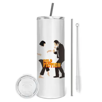 Pulp Fiction dancing, Tumbler stainless steel 600ml, with metal straw & cleaning brush
